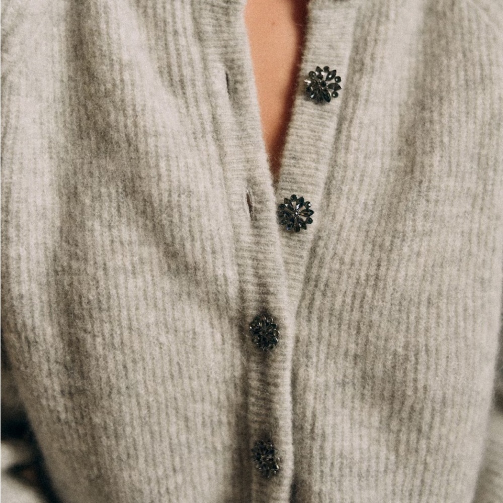 Sezane Othello Light Gray Cardigan XS - Picture 4 of 5